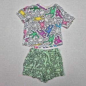 H&M Keith Haring Baby Outfit (Shirt & Shorts) Sz 12 Months 80's VINTAGE Pop Art!